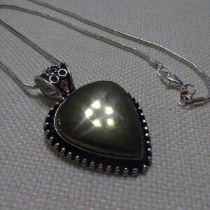 Beautiful APACHE PYRITE Handmade Sterling Pendant/Chain #881B